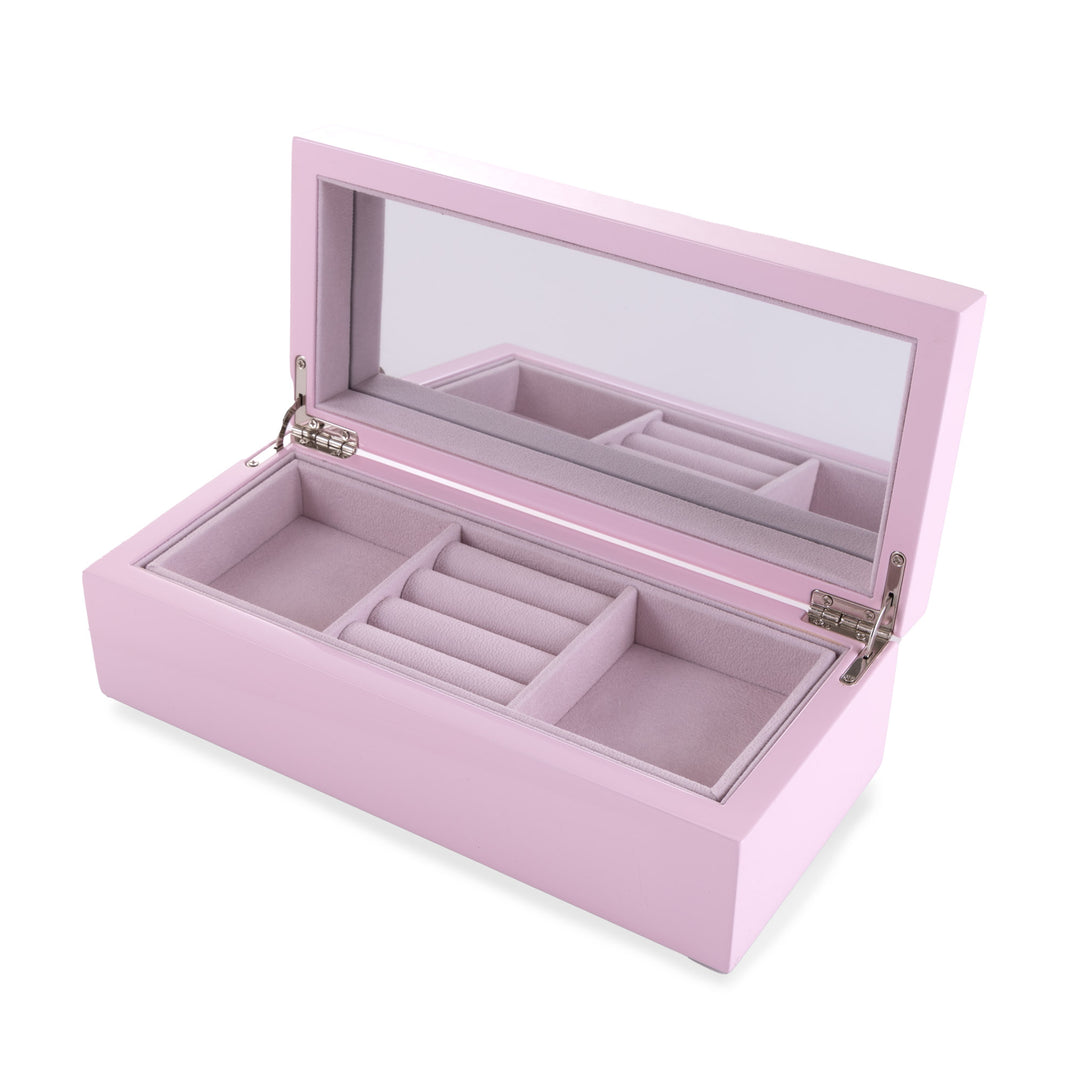 Personalised Modern Sleek Compact Pink Jewellery Box