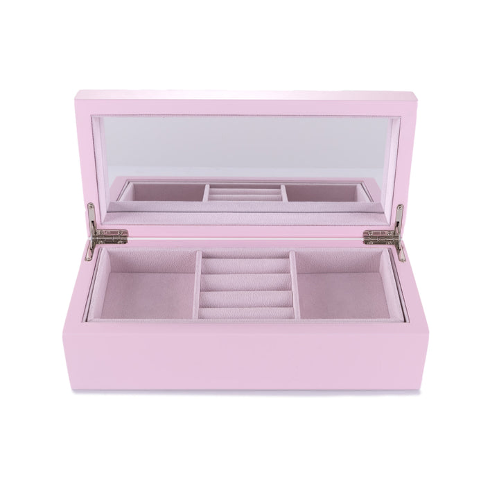 Personalised Modern Sleek Compact Pink Jewellery Box