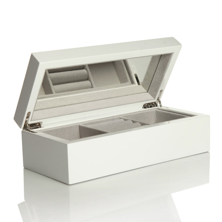 Personalised Modern Sleek Compact White Jewellery Box