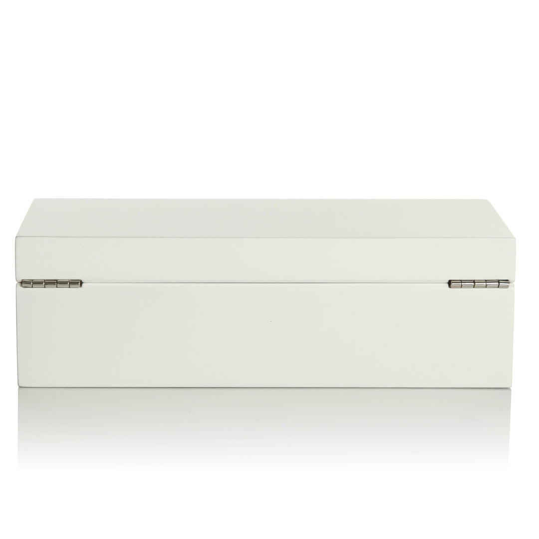 Personalised Modern Sleek Compact White Jewellery Box