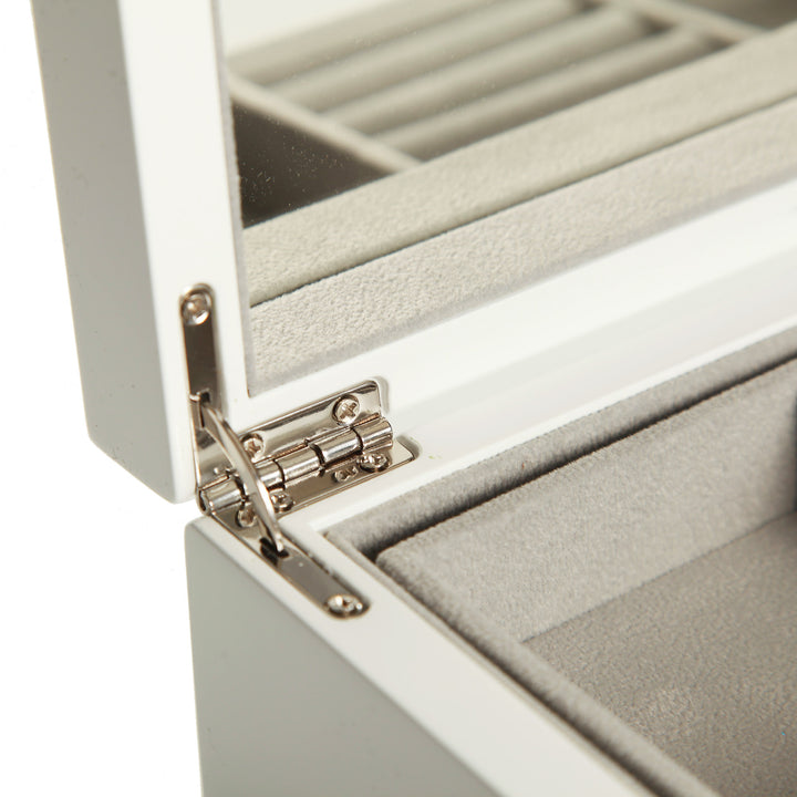 Personalised Modern Sleek Compact White Jewellery Box