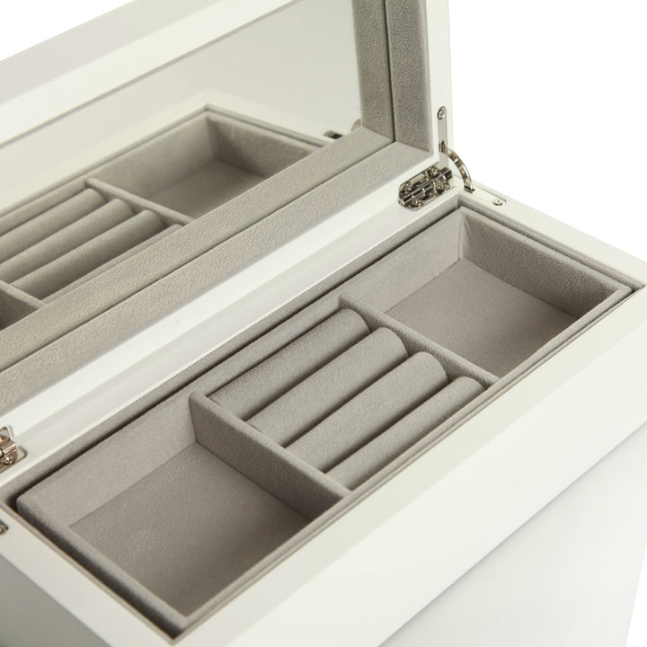 Personalised Modern Sleek Compact White Jewellery Box