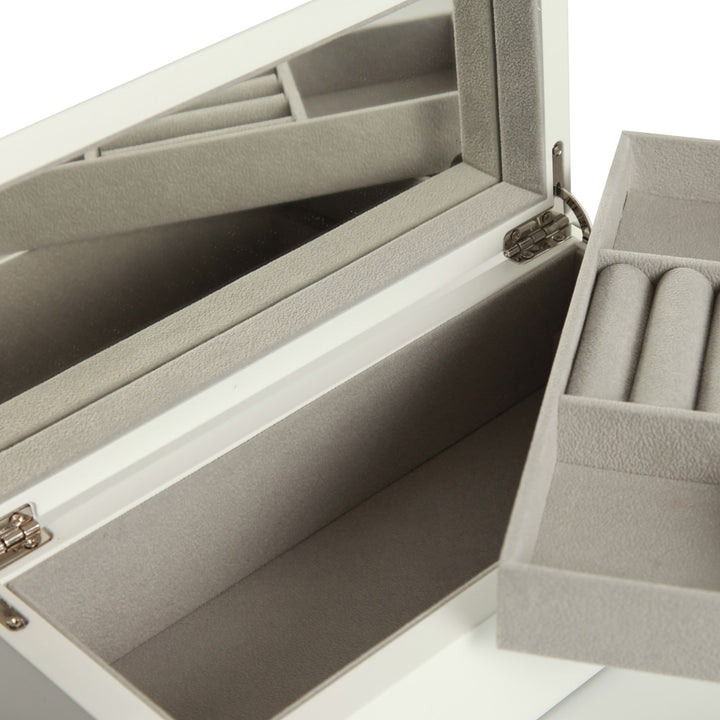 Personalised Modern Sleek Compact White Jewellery Box