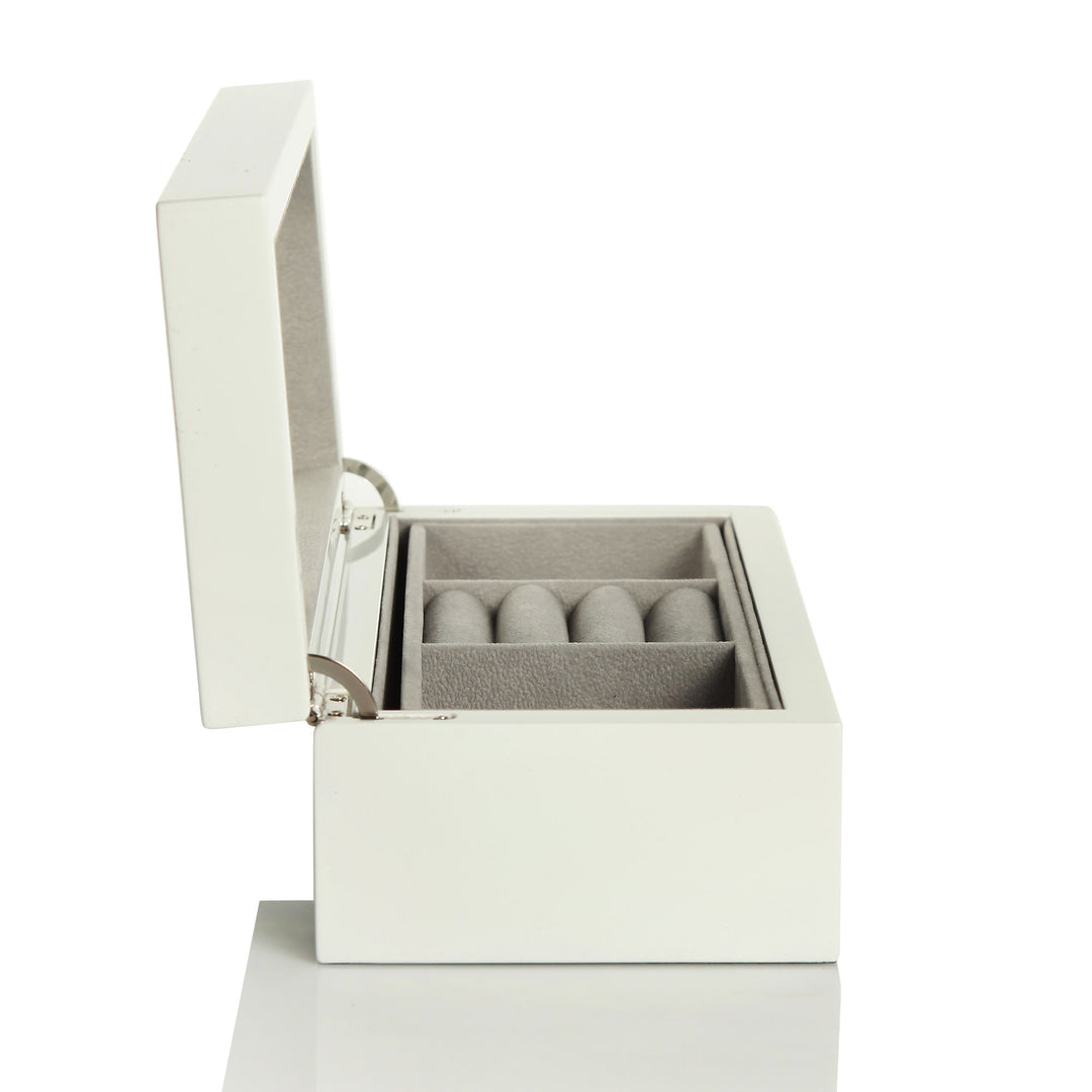 Personalised Modern Sleek Compact White Jewellery Box
