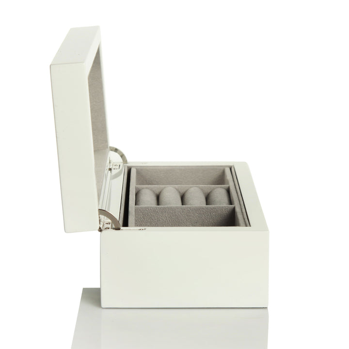 Personalised Modern Sleek Compact White Jewellery Box