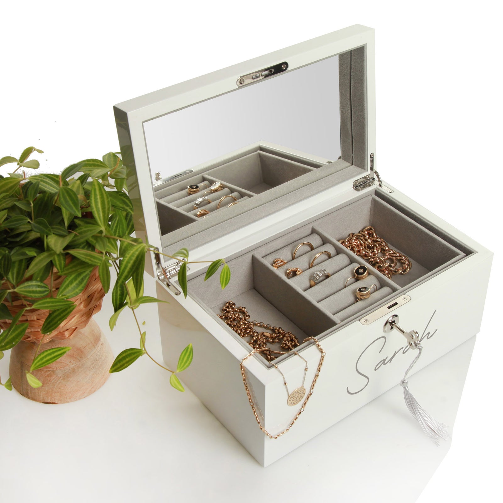 Personalised Modern Sleek White Jewellery Box