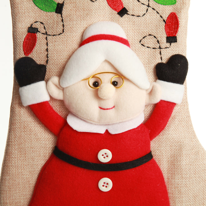 Personalised Mrs Claus Christmas Stocking with Dangly Legs