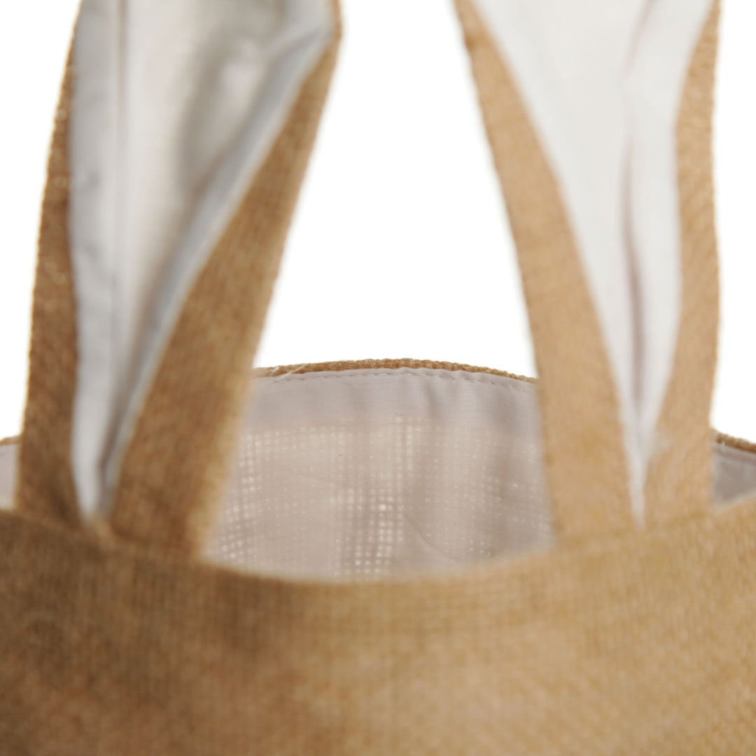 Personalised Natural Burlap Tote Bag with White Bunny Ears