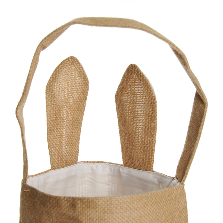 Personalised Natural Burlap Tote Bag with White Bunny Ears