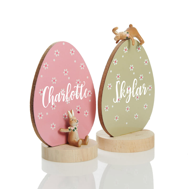Olive Easter Egg Ornament with Bunny Figurine