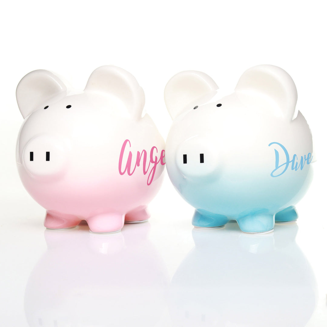 Personalised Pink Ombre Piggy Bank