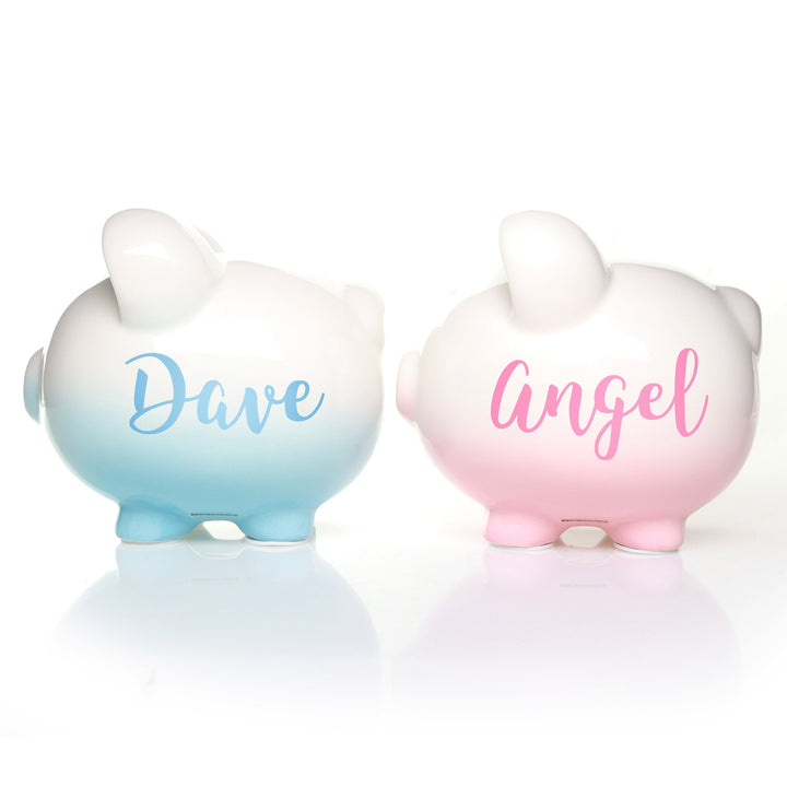 Personalised Pink Ombre Piggy Bank