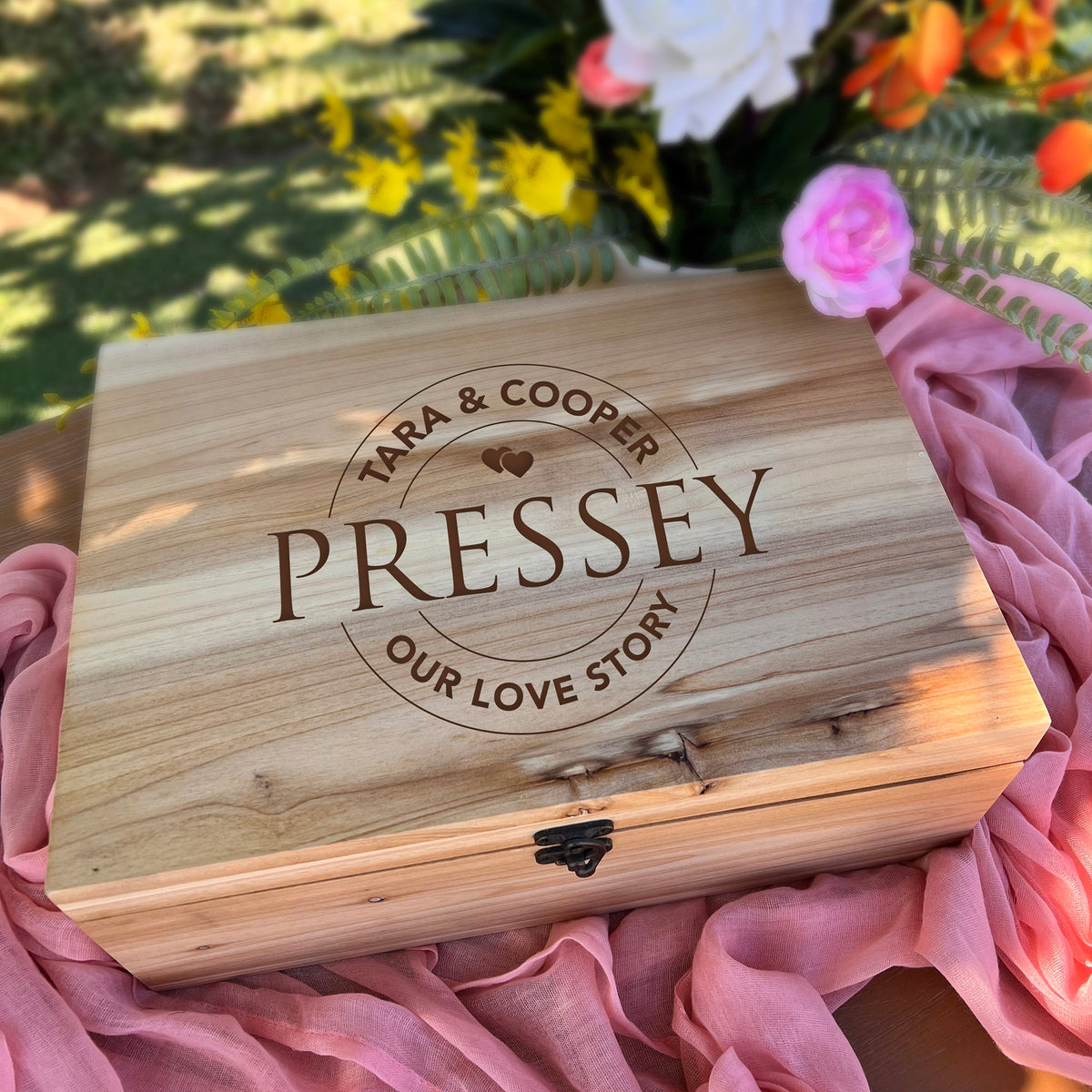 Personalised Our Love Story Wedding Wishing Well Natural Keepsake Box