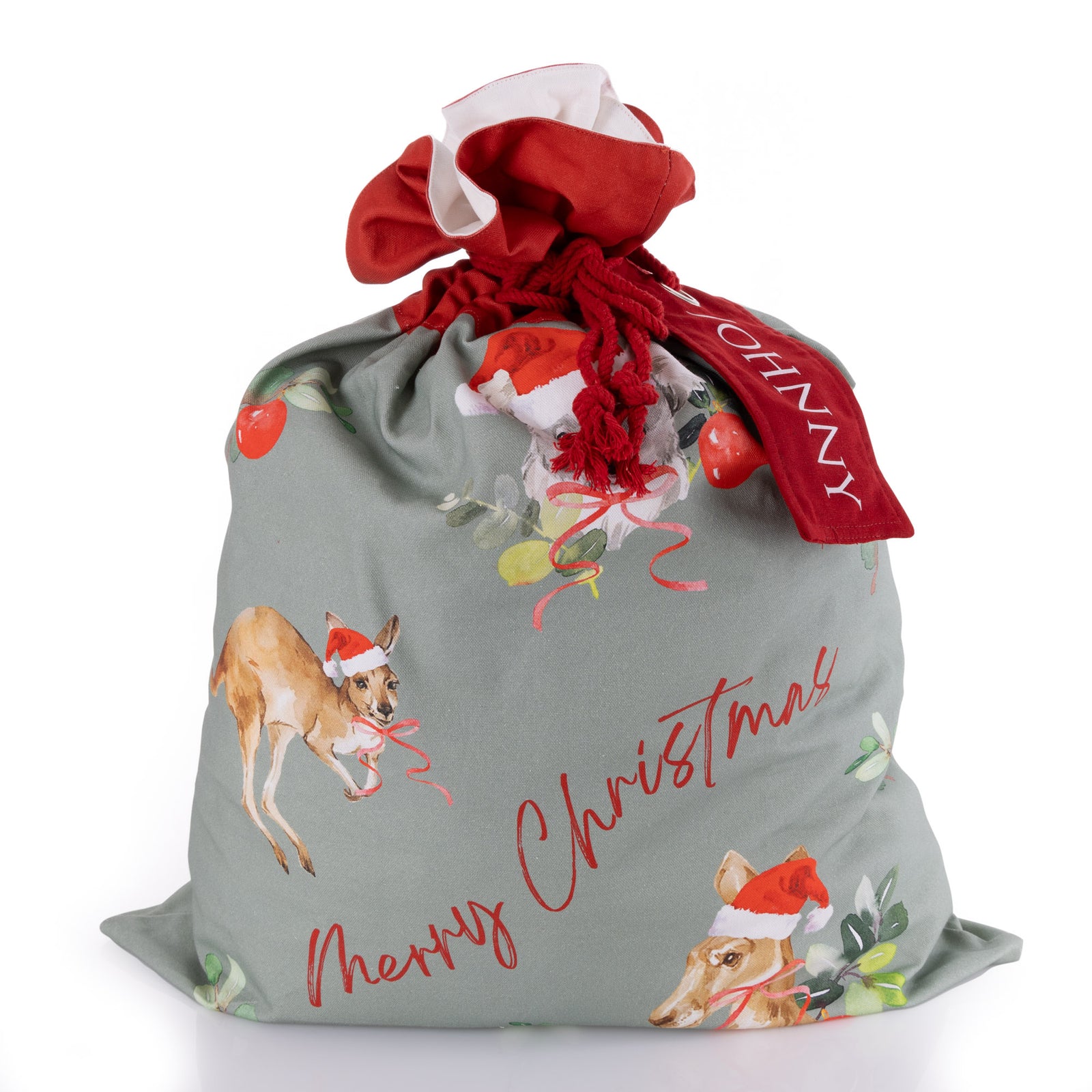 Personalised Outback Christmas Mint Santa Sack