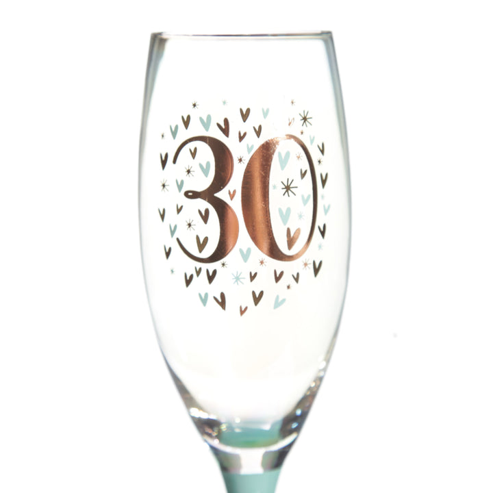 Personalised Pastel Iridescent 30th Champagne Flute Glass