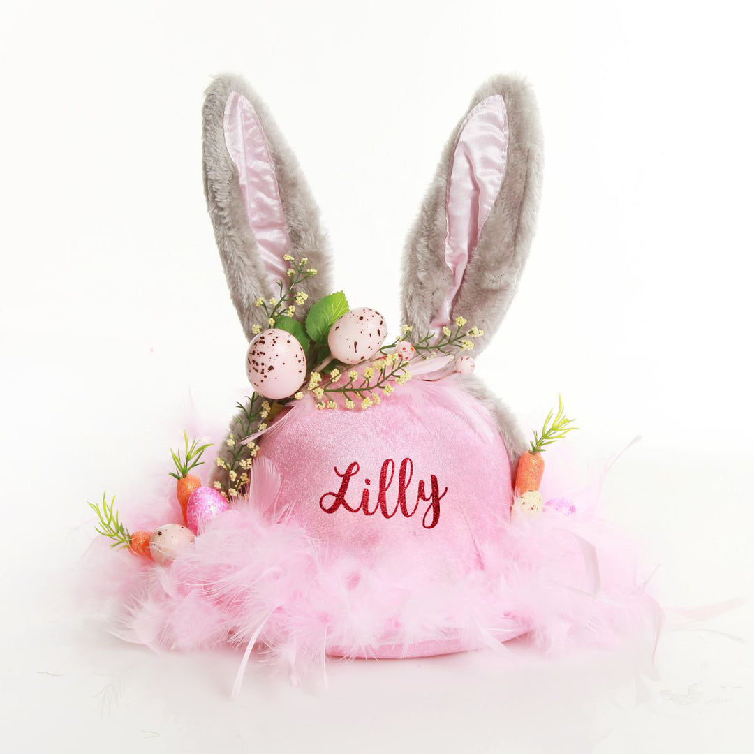 Personalised Pink and Grey Easter Hat