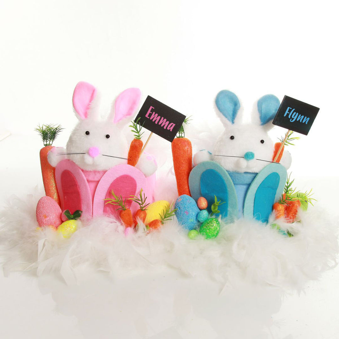 Personalised Blue Plush Bunny Easter Hat