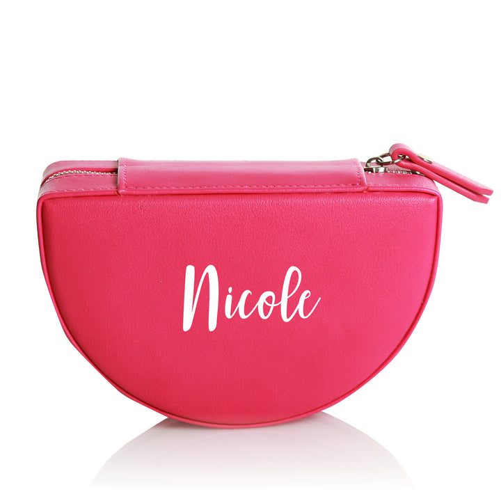 Personalised Pink Curved Travel Jewellery Case