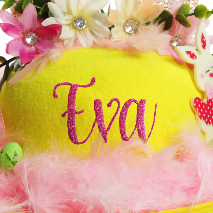 Personalised Pink Feather Sparkle Easter Hat