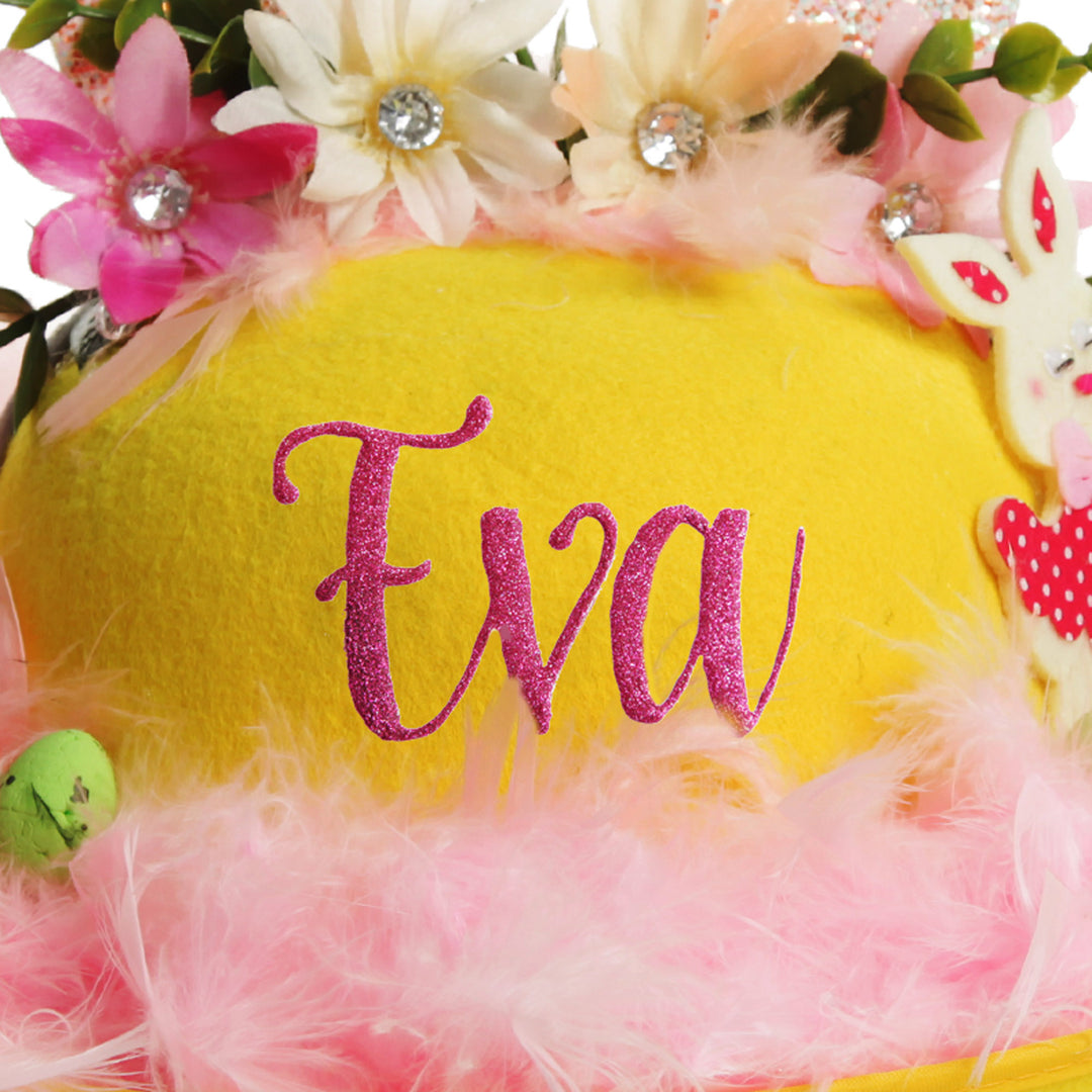 Personalised Pink Feather Sparkle Easter Hat