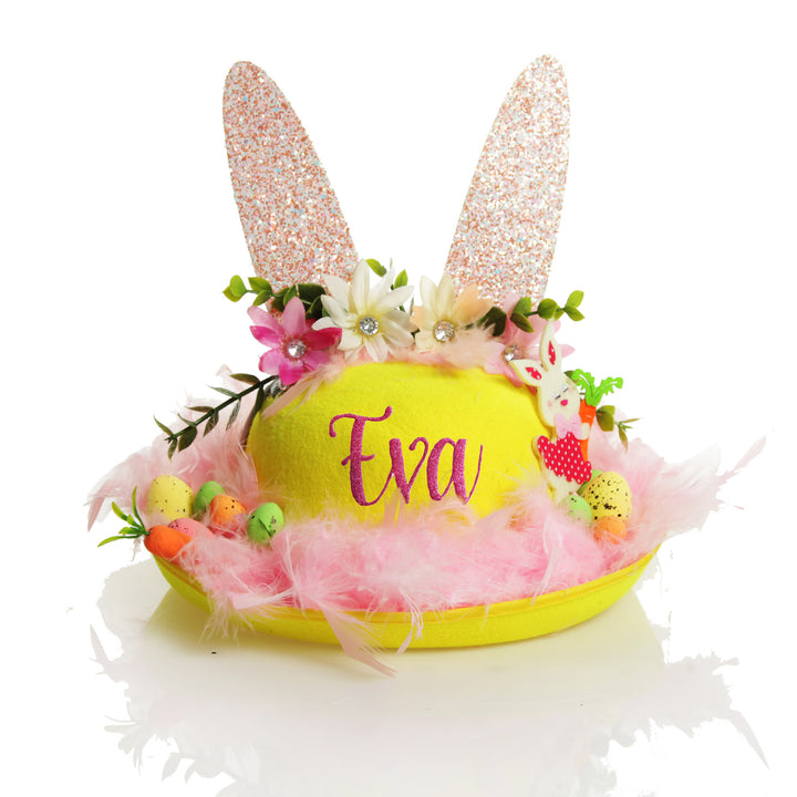 Personalised Pink Feather Sparkle Easter Hat