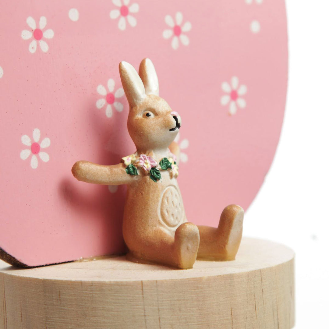 Pink Easter Egg Ornament with Bunny Figurine