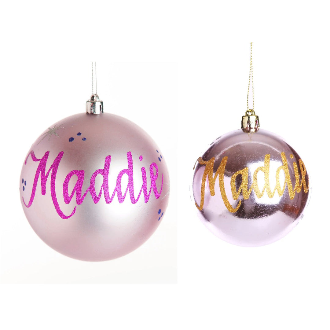 Personalised Pink Shatterproof Christmas Bauble - Variations
