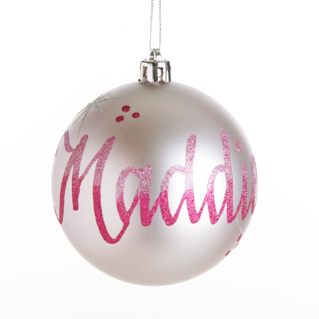 Personalised Pink Shatterproof Christmas Bauble - Two Tone