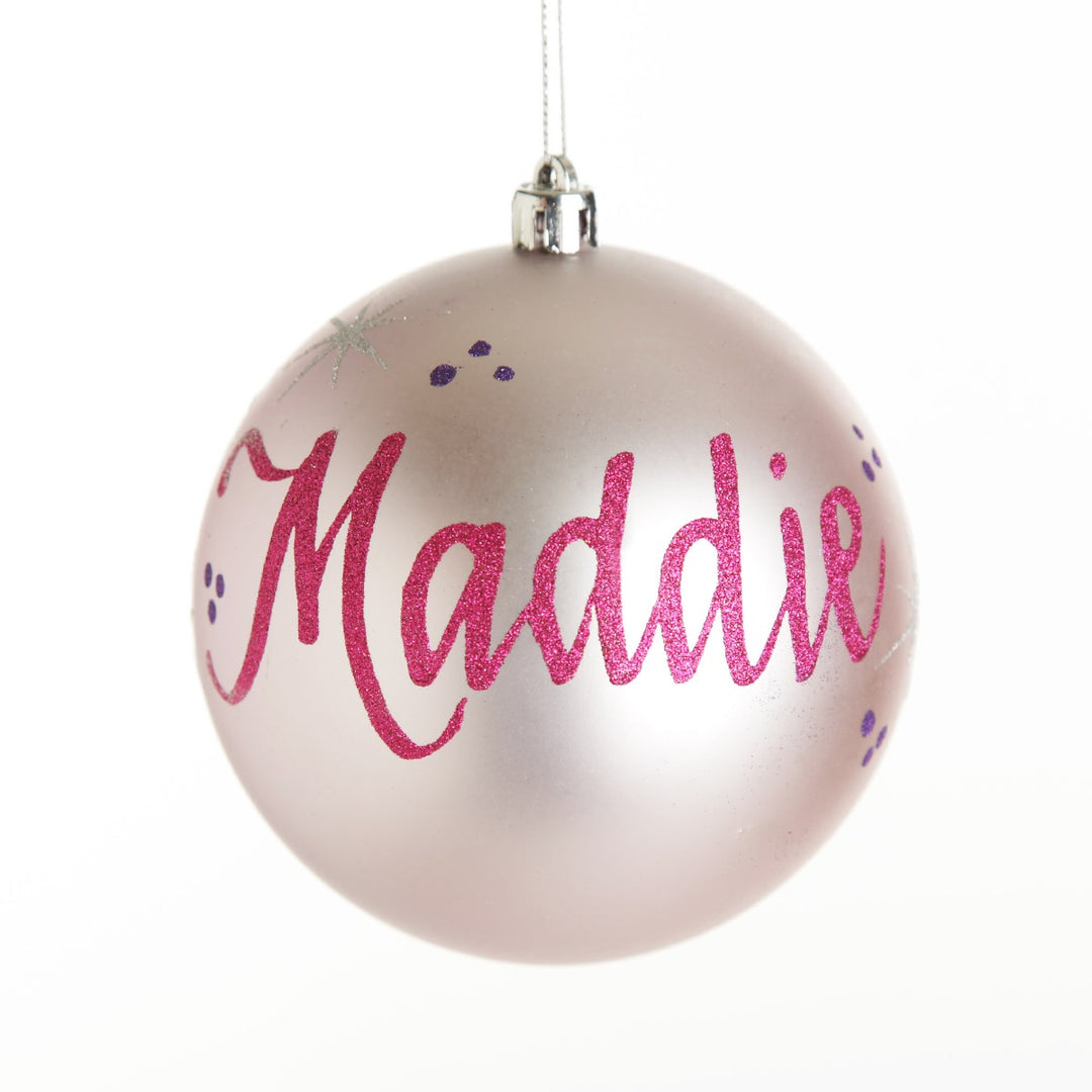 Personalised Pink Shatterproof Christmas Bauble