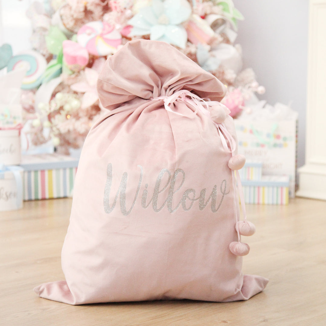Personalised Pink Velvet Santa Sack