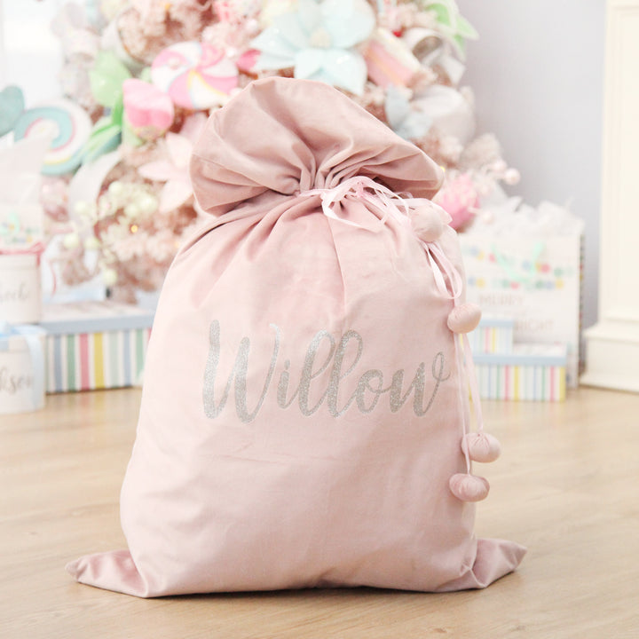 Personalised Pink Velvet Santa Sack