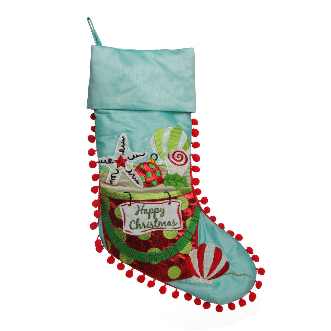 Personalised Pom Pom Beach Bucket Christmas Stocking