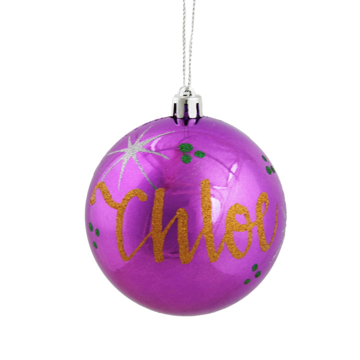 Personalised Purple Shatterproof Christmas Bauble - Gloss