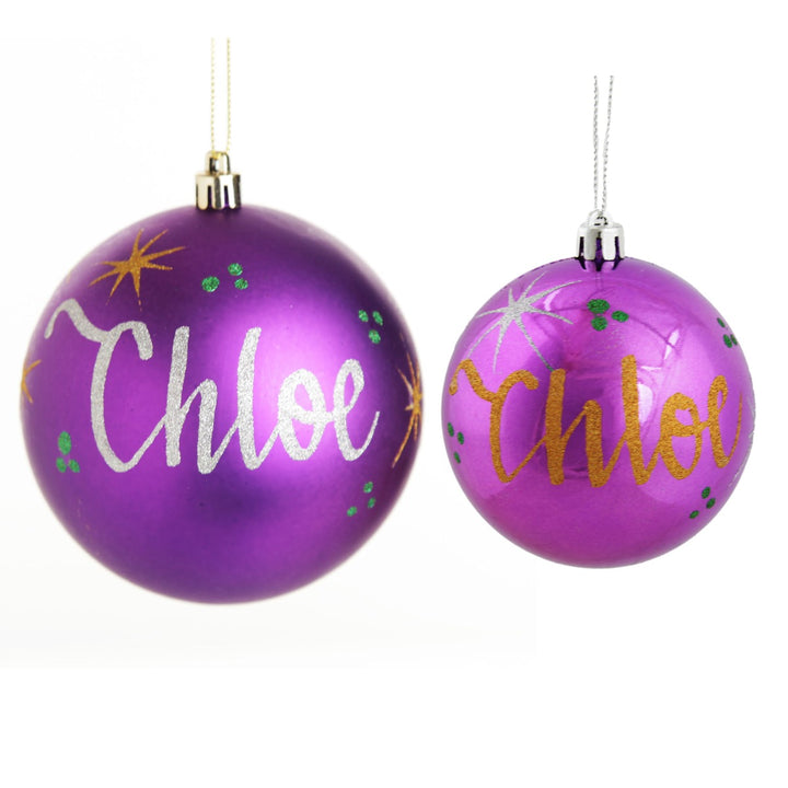 Personalised Purple Shatterproof Christmas Bauble - Variations