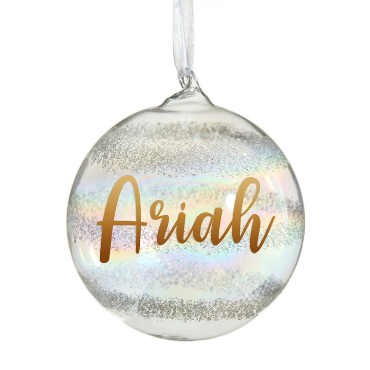 Personalised Rainbow Glass Christmas Bauble