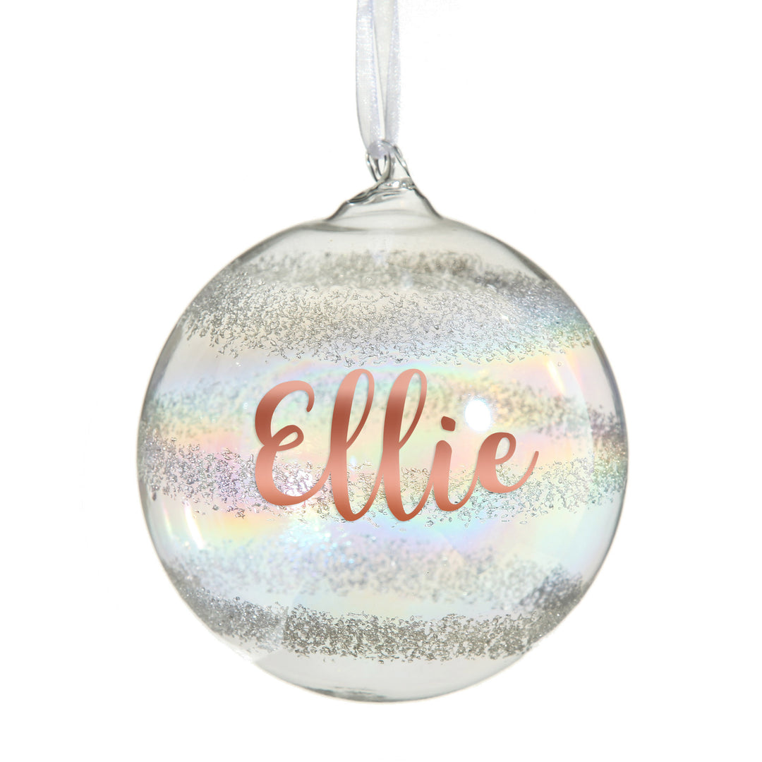 Personalised Rainbow Glass Christmas Bauble