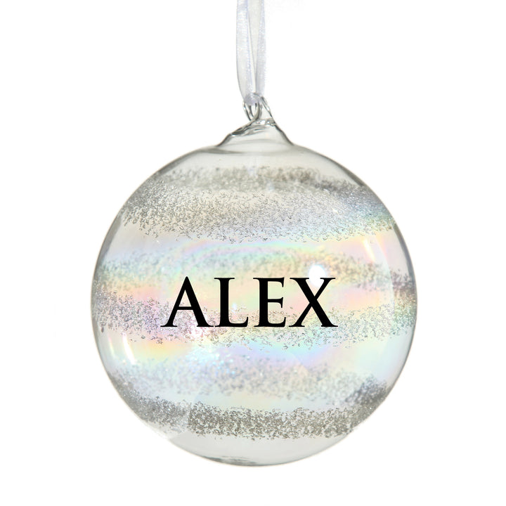 Personalised Rainbow Glass Christmas Bauble