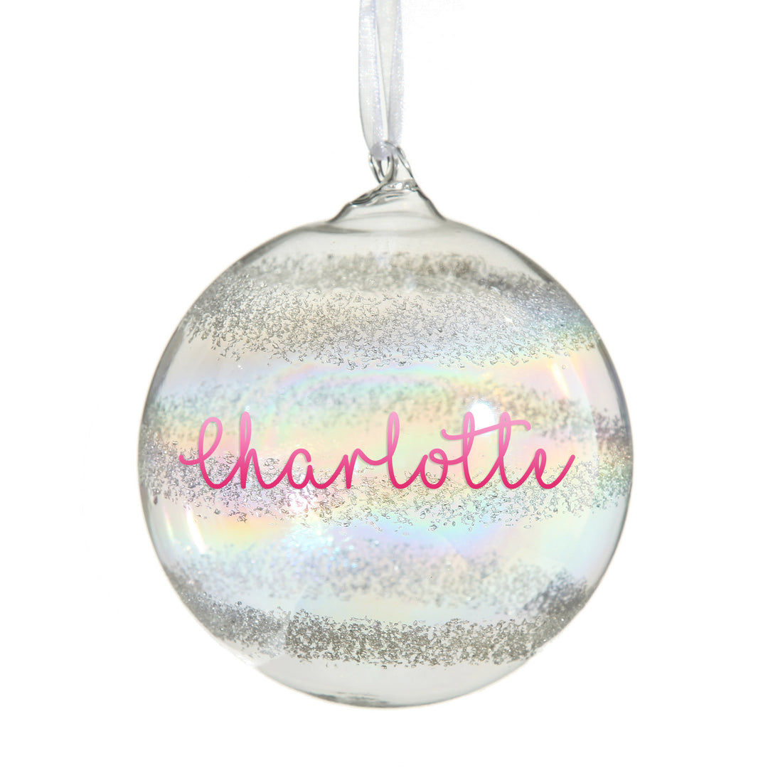 Personalised Rainbow Glass Christmas Bauble