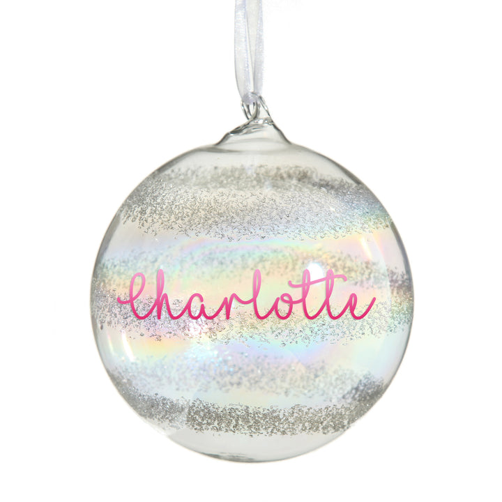 Personalised Rainbow Glass Christmas Bauble