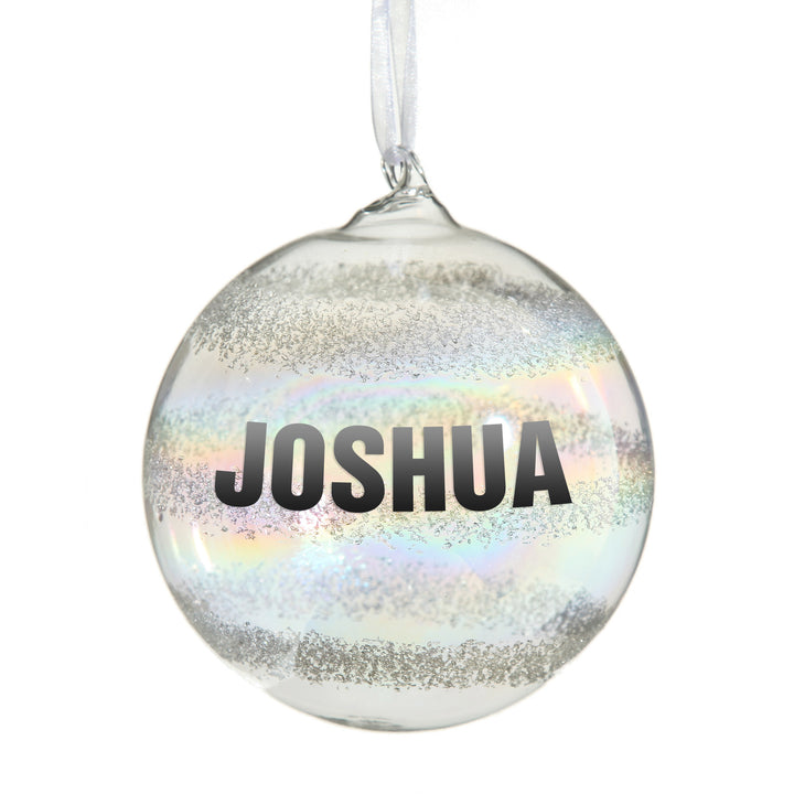 Personalised Rainbow Glass Christmas Bauble
