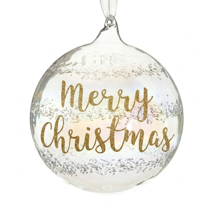 Personalised Rainbow Glass Christmas Bauble
