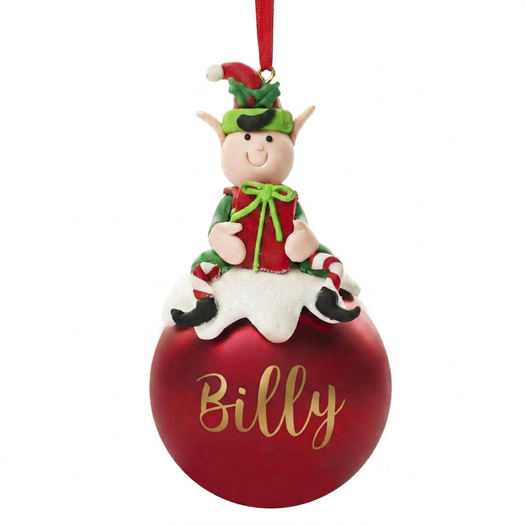 Red Boy Elf Christmas Character Bauble