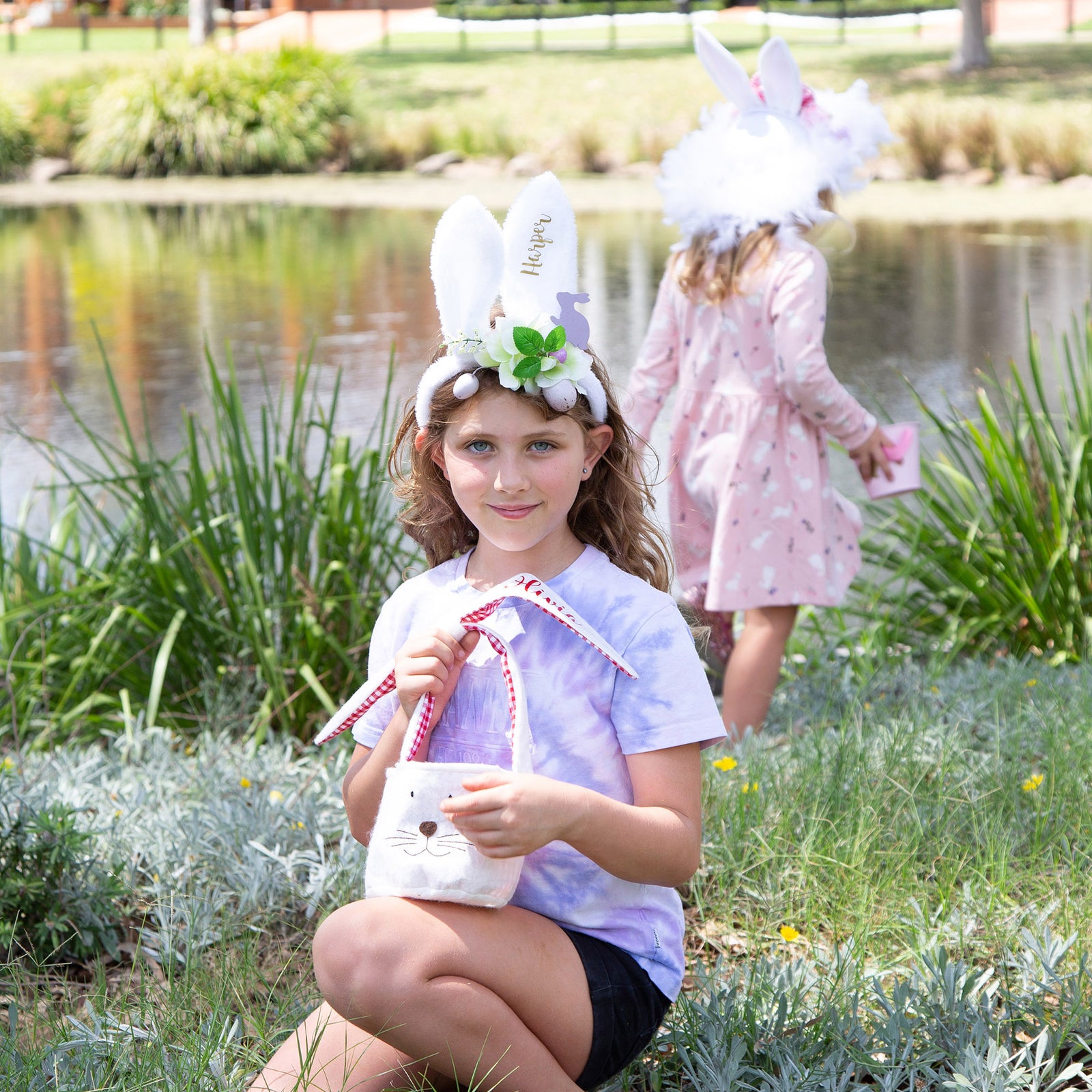 Personalised White Fluffy Bunny Ears Easter Headband