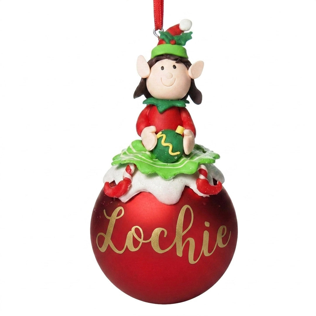 Red Girl Elf Christmas Character Bauble