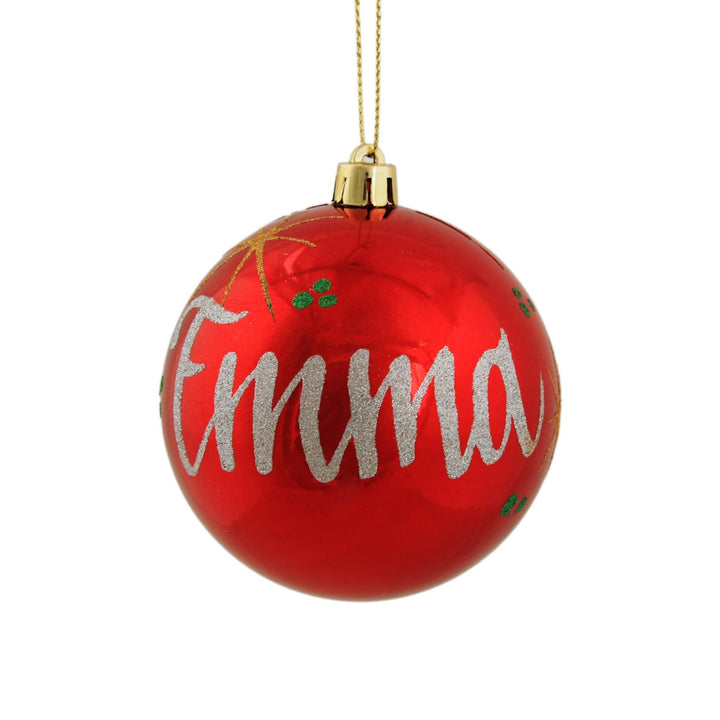 Personalised Red Shatterproof Christmas Bauble - Gloss