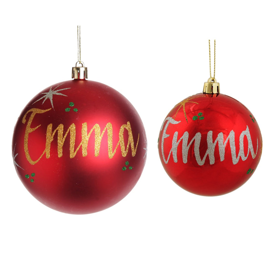 Personalised Red Shatterproof Christmas Bauble - Variations