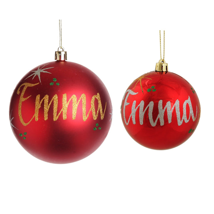 Personalised Red Shatterproof Christmas Bauble - Variations