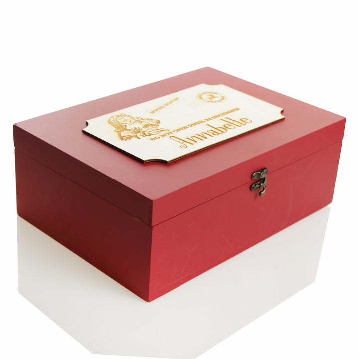 Personalised Wooden Christmas Eve Box with Express Delivery Plaque