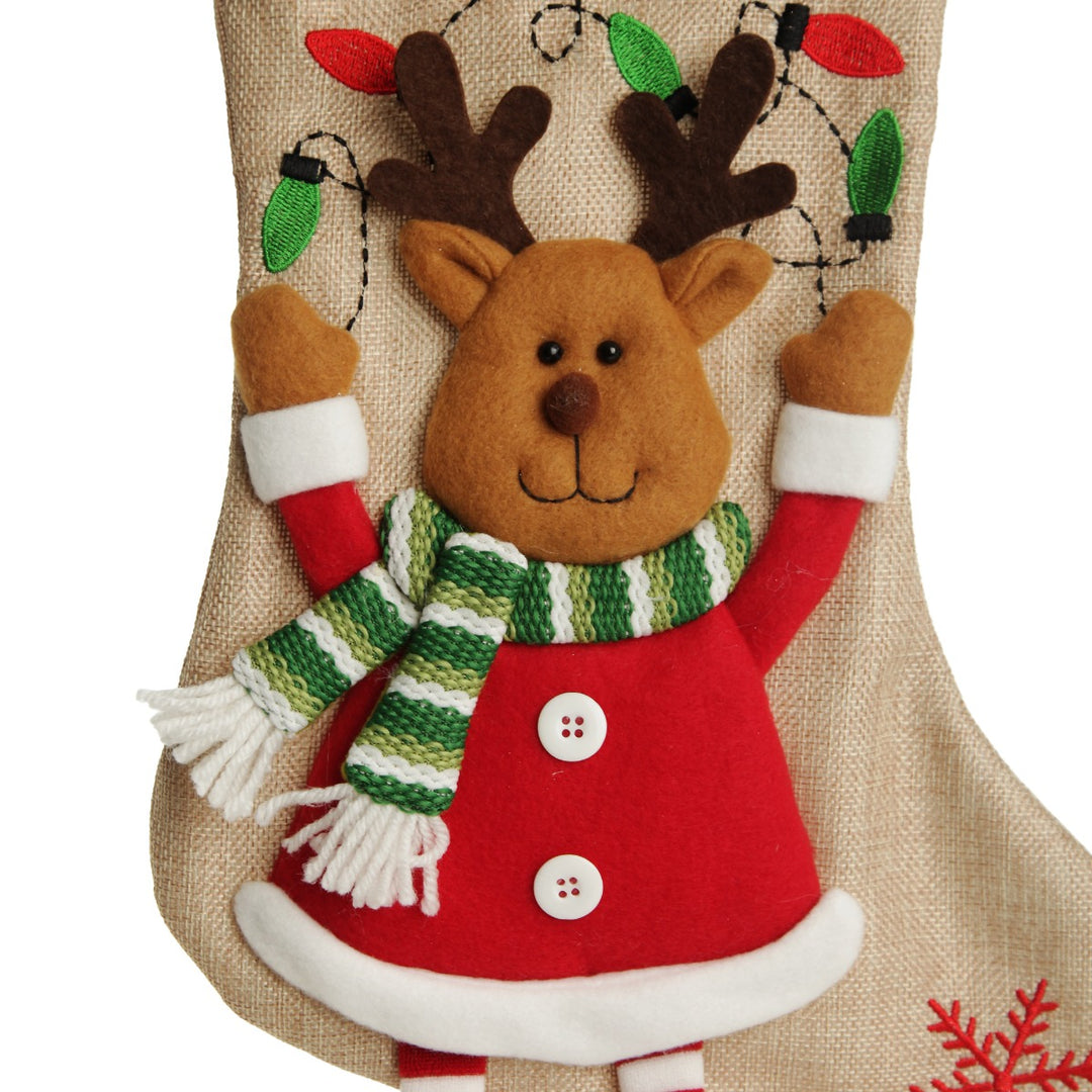 Personalised Reindeer Christmas Stocking with Dangly Legs - Reindeer detail