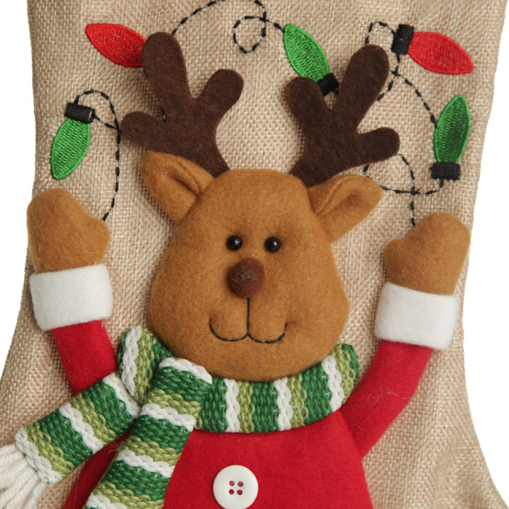Personalised Reindeer Christmas Stocking with Dangly Legs - Close up